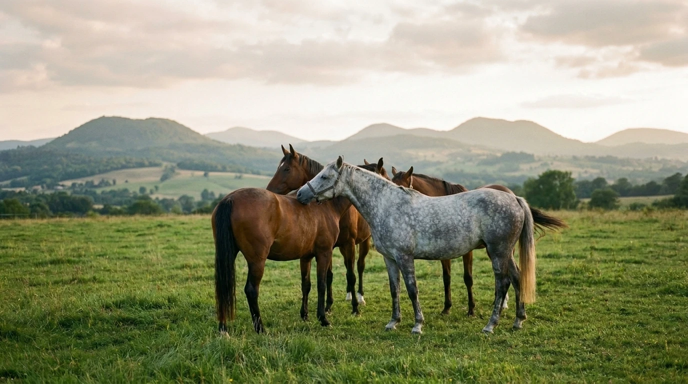 Les chevaux du Ecurie PYTHAGORE en liberté, Allier